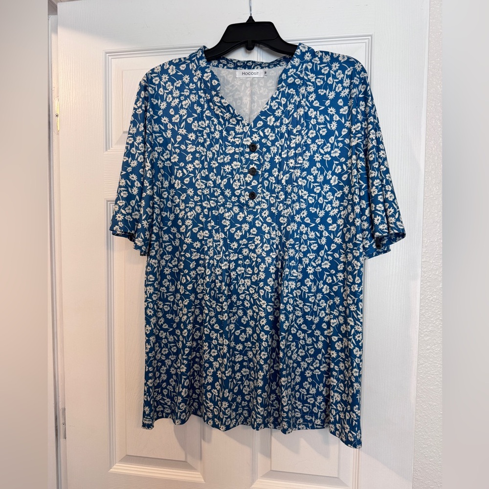 Blue Floral Blouse